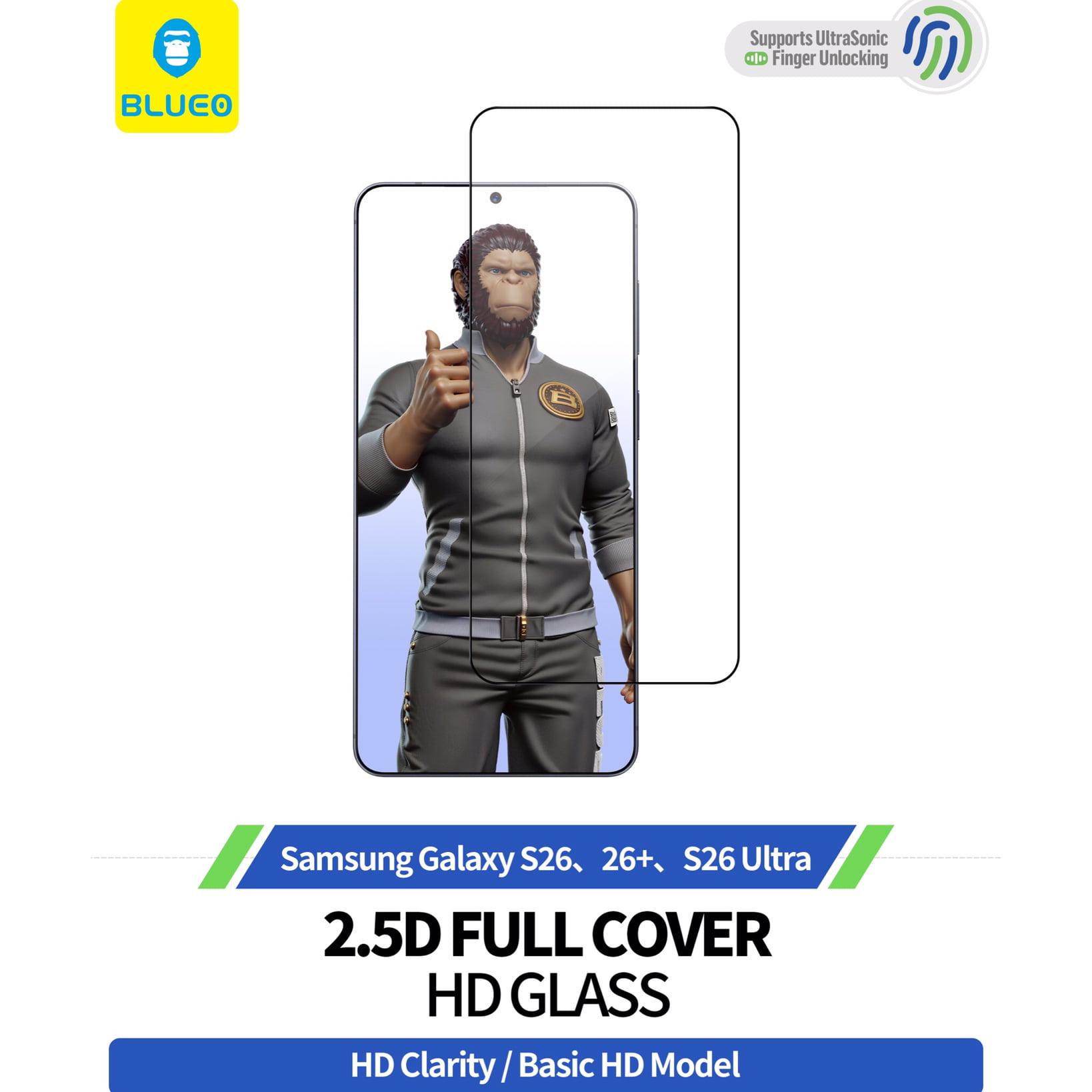 گلس ، محافظ صفحه بلو پک 5 تایی Blueo 5Pcs Pack 2.5D Silk Full Cover Glass HD Samsung